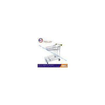 Flat Grocery Store Shopping Carts With Zinc + PP Handle , Shopping Trolleys On Wheels