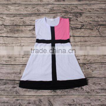 Yawoo Cross Patchwork Sleeveless Jesus Cotton Summer Dress New Cute Children Dress Garments