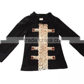 2017 boutique clothing long sleeve cotton lace t-shirts baby girl t-shirts wholesale kids clothing