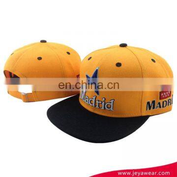 Madrid brand lovely yellow snapback hat China factory baseball cap with star logo