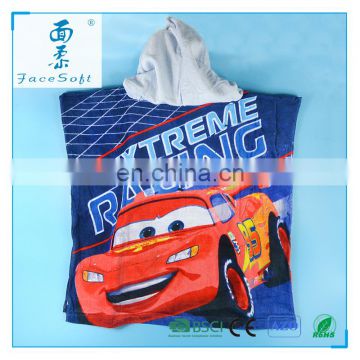 100%cotton car cartoon character reactive printed boy hooded beach towel swimming pool poncho bathrode