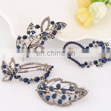 Stylish Women Heart Butterfly Rhinestone Simple Pinch Cock Hair Clip