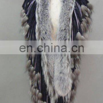 Purple Fox Scarf With Rabbit Trim ( Style:#B192)