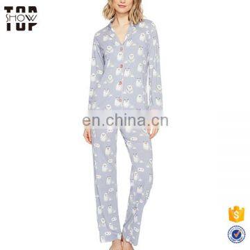 2017 new design all over print womens pajamas set hot selling sleepwear