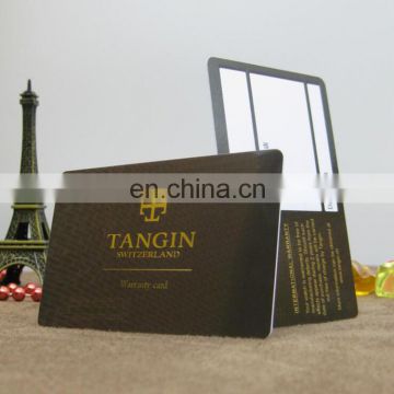 Black color high quality standard size VIP card/Product warranty card/quality assurance card printing