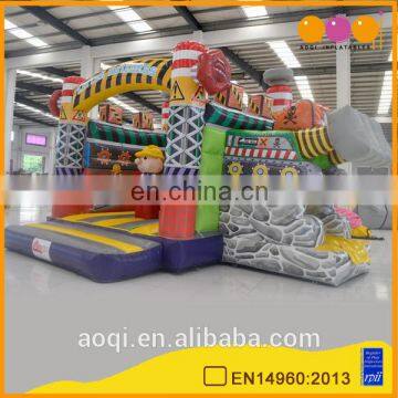 2016 new design little builder inflatable combo bouncer with slide for kids