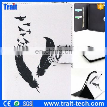 Wallet style tablet case/ PU leather tablet case/ Black Feathers tablet case supplier & exporter