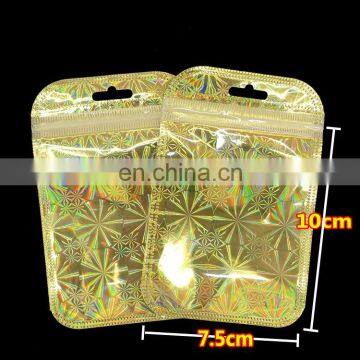 7.5*10cm Laser Silver Gold Foil and Half Transparent Plastic Zip Lock Bag photo-2