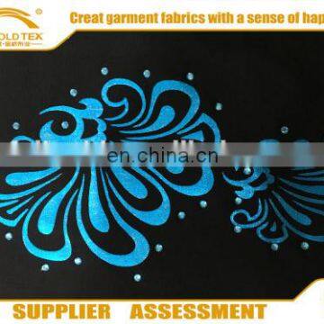 Fashion Designs Polyester With Foil Dot Foiling Fdy Fabric With Stone