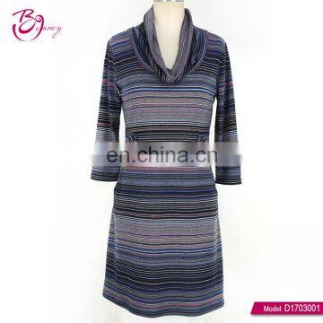 Polyester Fiber Stripe Latest Fashion Casual Maxi Dresses For Women