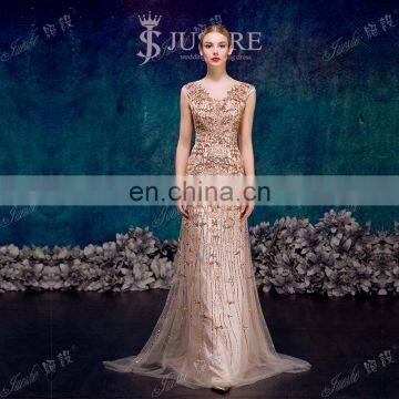 New Arrival Champagne Color Beaded Mermaid Sexu Back Open Evening Dress 2015 In Lebanon