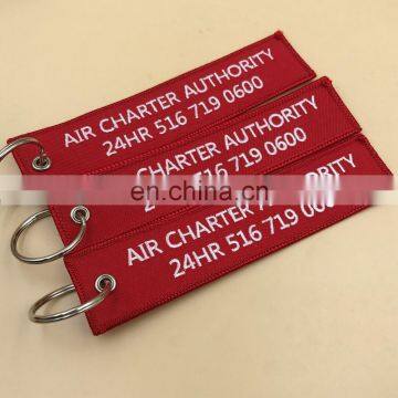 Custom airplane insert before flight embroidered keychains for tags