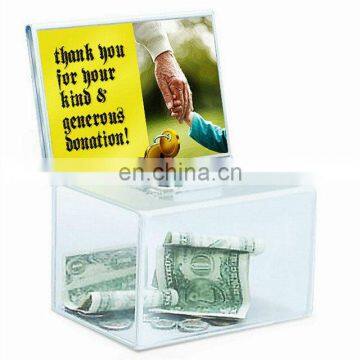 Factory direct pmma plexiglass charity collection box