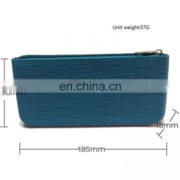 Custom Embossed Desgin Silicone Pencil Pouch Zipper Fashion Ladies Hand Clutch Purse Wallet photo-3