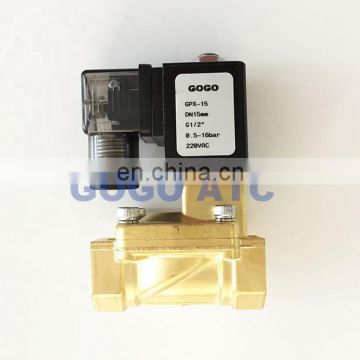 GOGO Normally Closed 2 way Pilot Diaphragm Brass electric 12v 24v 110v 220v water Solenoid Valve air 1/2" BSP 15mm PX-15 NBR