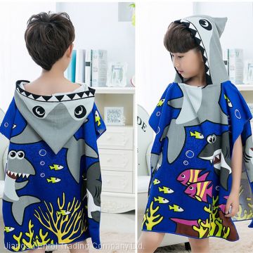 New Children Cute Cartoon Hooded Cloak Beach Towel Animal Printed Microfiber Baby Boys Girls Kids Swimming Bath Towel 120x60cm