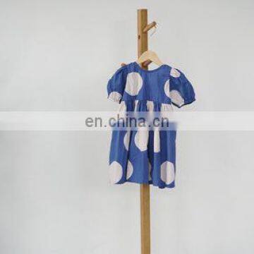 Children's Skirt Summer New Style Korean Board Back U-neck Big Polka Dot One-piece Girl Dress Puff Sleeve One-piece Dress
