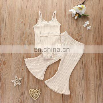 Fall Winter Baby Girls Clothing Knitted Solid Color Vest Rompers + Flared Trousers Pants 2pcs Set Kid Girls Clothing Set photo-6