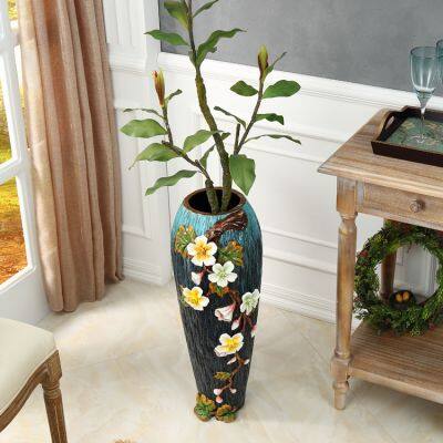 European Retro Hand Made Creative Soft Decor Green Ceramic Floor Vase For Office Hotel photo-3