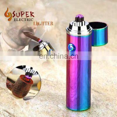 double arc Plasma Beam usb cigarette cylinder lighter windproof metal pipe lighter with logo customized