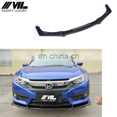 PU Car Front Spoiler for Honda Civic 10th Matt Black Primming 16-17