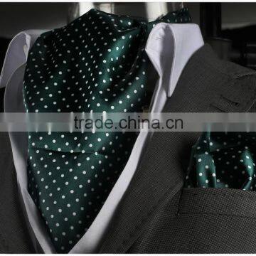 Green Dotted Cravat, Brown scarf, with Pocket Square