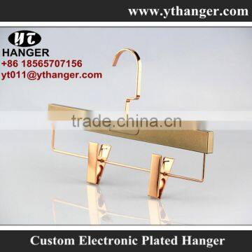 IMY-381 electroplating copper pant hanger with clips