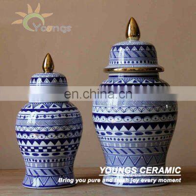 European style blue and white porcelain ginger jar ceramic