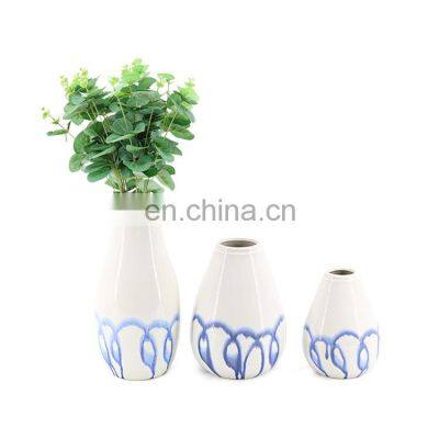 china paintable handmade white blue line flower vase home decoration ceramic vase