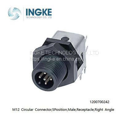 1200700242,M12 Circular Connector,5Position,Male,Receptacle,Right Angle,IP67,INGKE