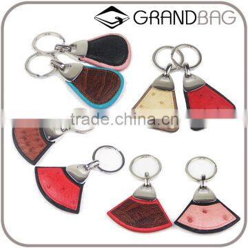 exotic skin fashion key chain special ostrich skin key ring new gift item leather key ring