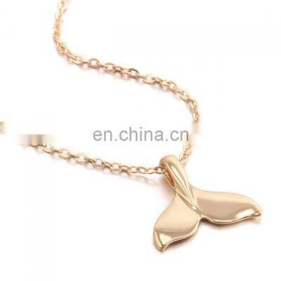 Gold Mermaid Whale Tail Pendant Necklace for Women