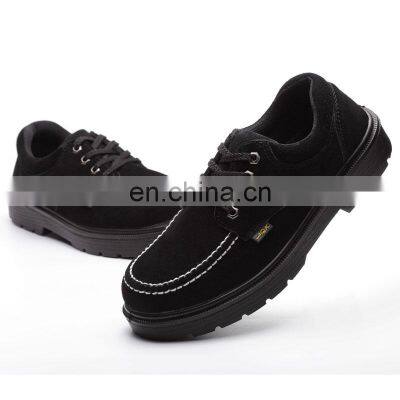 Non slip acid resistant action suede leather steel toe fashionable active safety shoes