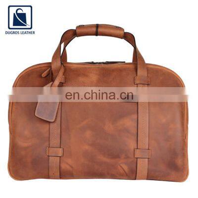 Crazy Horse Style Cotton Lining Material Unisex Genuine Leather Duffel Bag for Sale photo-2