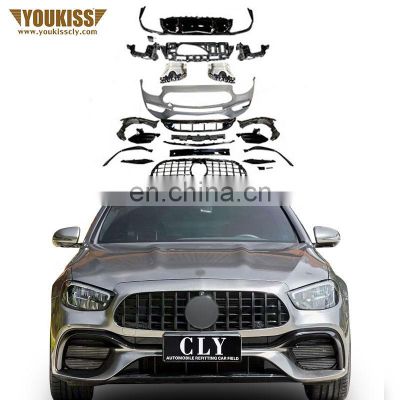 CLY Auto Parts Front Rear Car Bumper For 2021 Benz E Class W 213 Modified E63S Amg Body Kits With Grille Rear Lip Exhaust Pipei