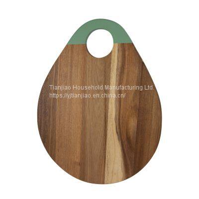 Wholesale Custom ECO-friendly Organic Vegetable Bread Food Kitchen Oval Chopping Blocks Acacia wood Cutting Board with Holes