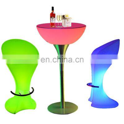 16 Colors Changing Glow Glow Illuminated Event Night Club Led Light Bar Stool Furniture High Cocktail Table Chair Set