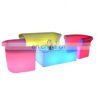 Plastic LED illuminated bar Sofa seat chair for coffee shops and restaurants furniture sets