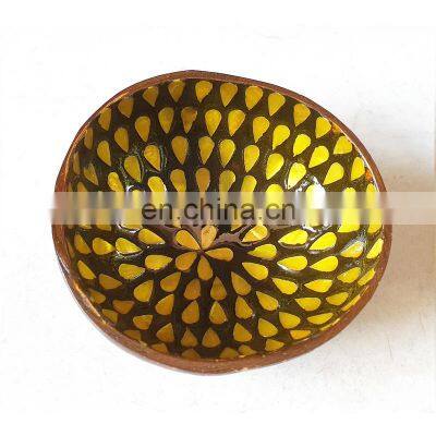 Polished Shell Inlaid Coconut Bowl Wholesale from 100% natural coconut salad bowl made in Vietnam