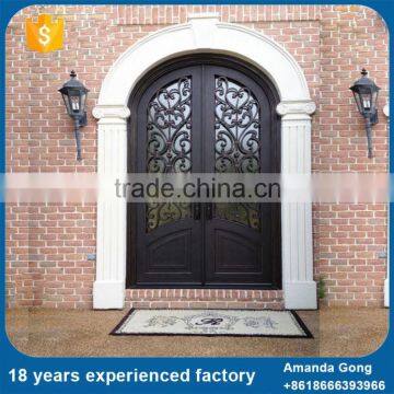 Top Quality Newest Wood Main Door With Wrought Iron Grill Design photo-4