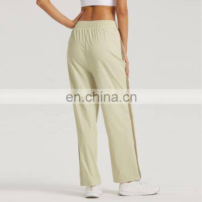Contrasting Color High Waist Sports Loose Pants Pockets Custom Breathable Adjustable Drawstring Yoga Leggings photo-2