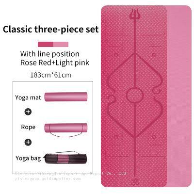 Classic Three-piece Set Double Layer Yoga Tpe Mat Custom Double-layer Non-slip Tpe Mat photo-5