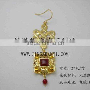 Copper/brass Garnet Earrings (Custom Design)