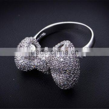 Top Quality Jewelry Dongguan Factory CZ Jewelry Bow Tie Shape Fine Set Women Ring photo-3