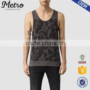Custom Mens Low Scoop Neckline Leopard Print Graphic Tank Top