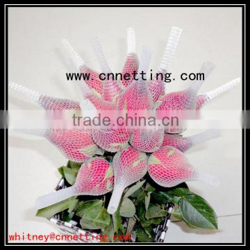 PE protective packaging sleeve net for rose bud net or cap from Jiangsu China