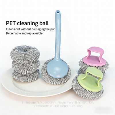 Wholesale Multi functional Cleaning Brush with Handle, Replaceable Head Dish washing Brush, Steel Wool, Long Handle Pot Brush