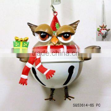 Hanging home decoration of metal owl christmas ornaments