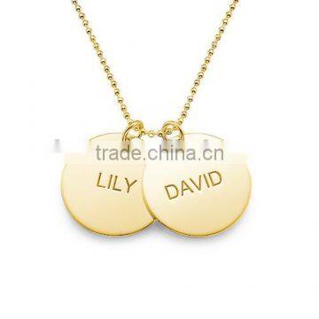 Personalized Stainless Steel Gold Necklace Jewelry Gold Plated Disc Necklace