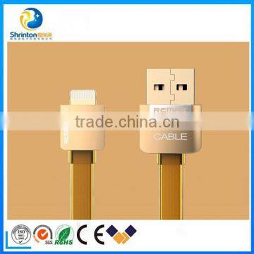 Remax double sided gold flat data cable for iphone 5\5s\6\plus